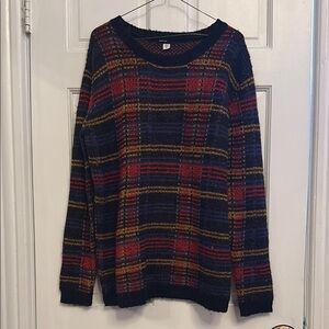 BDG Red and Blue Crew Neck Sweater